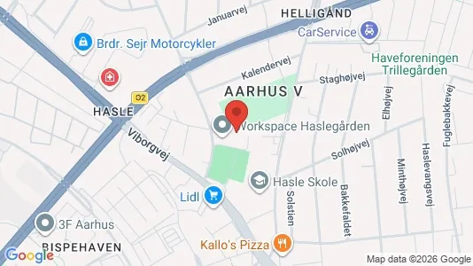 Kontorfællesskaber til leje i Århus V - kort over placeringen