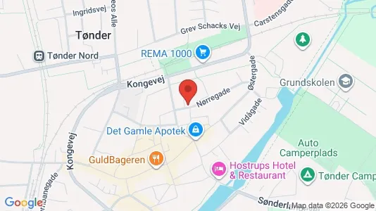 Kontorlokaler til leje i Tønder - kort over placeringen