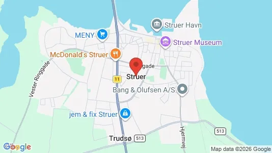 Boligudlejningsejendomme til salg i Struer - kort over placeringen