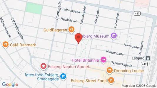 Boligudlejningsejendomme til salg i Esbjerg Centrum - kort over placeringen