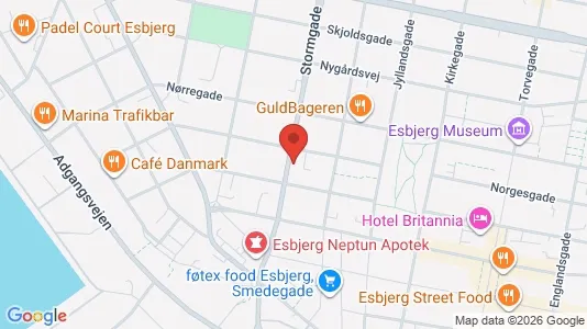 Boligudlejningsejendomme til salg i Esbjerg Centrum - kort over placeringen