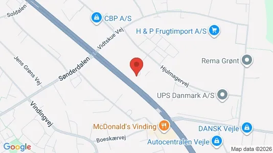 Lagerlokaler til leje i Vejle Centrum - kort over placeringen