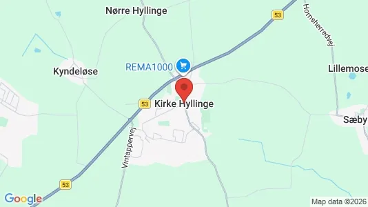 Butikslokaler til salg i Kirke Hyllinge - kort over placeringen