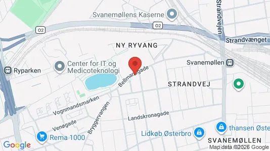 Erhvervslejemål til leje i Østerbro - kort over placeringen