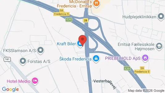 Erhvervslejemål til leje i Fredericia - kort over placeringen