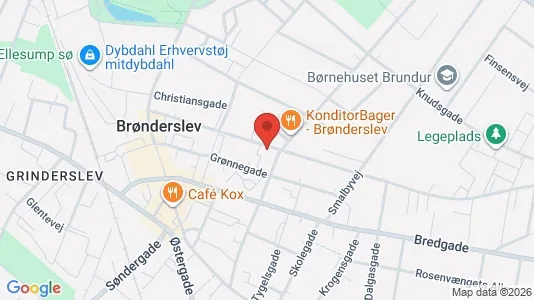 Kontorlokaler til leje i Brønderslev - kort over placeringen