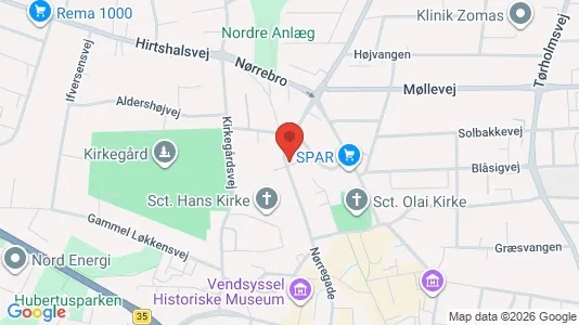 Erhvervslejemål til leje i Hjørring - kort over placeringen