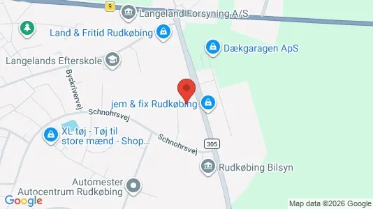 Værkstedslokaler til leje i Rudkøbing - kort over placeringen