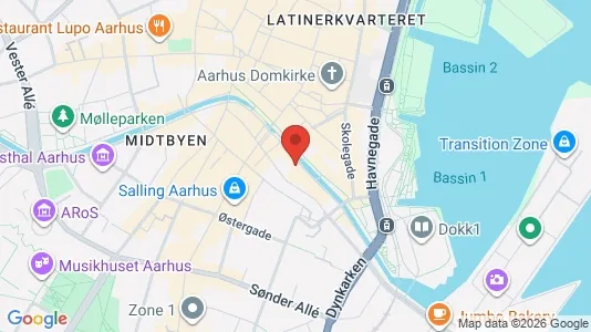 Kontorlokaler til leje i Århus C - kort over placeringen