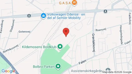 Værkstedslokaler til leje i Odense C - kort over placeringen