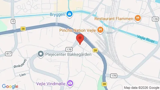 Erhvervslejemål til salg i Vejle Centrum - kort over placeringen