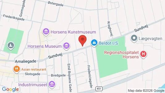 Kontorlokaler til leje i Horsens - kort over placeringen