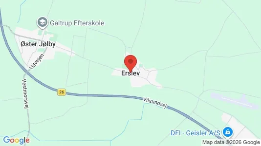 Hoteller til salg i Erslev - kort over placeringen