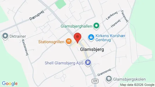 Erhvervslejemål til salg i Glamsbjerg - kort over placeringen