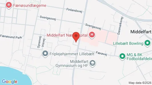 Kontorlokaler til salg i Middelfart - kort over placeringen