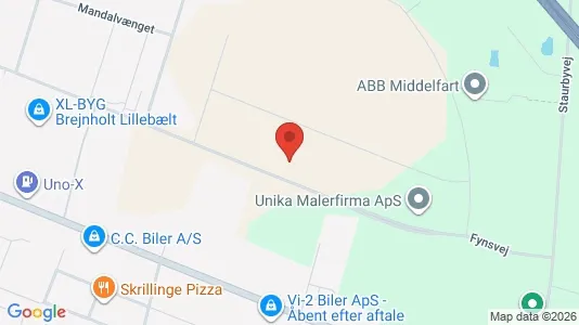 Erhvervsgrunde til salg i Middelfart - kort over placeringen