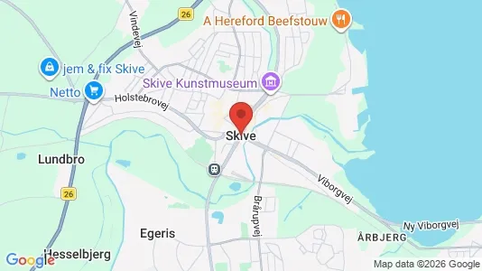 Butikslokaler til leje i Skive - kort over placeringen