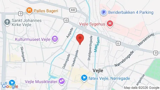 Erhvervslejemål til salg i Vejle Centrum - kort over placeringen