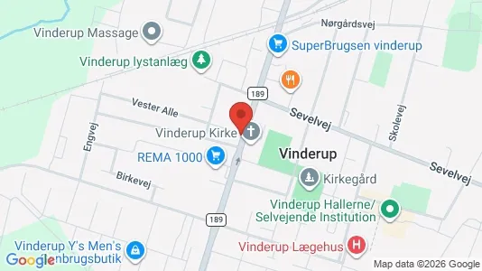 Erhvervslejemål til salg i Vinderup - kort over placeringen