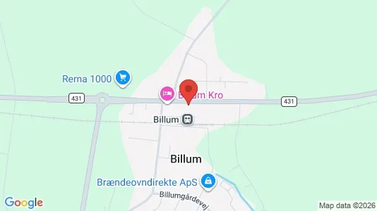 Boligudlejningsejendomme til salg i Billum - kort over placeringen