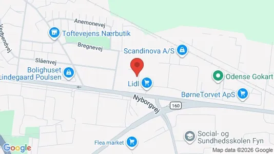 Værkstedslokaler til leje i Odense SØ - kort over placeringen