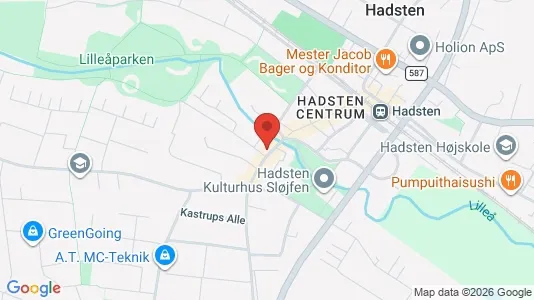 Erhvervslejemål til salg i Hadsten - kort over placeringen