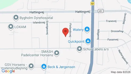 Lagerlokaler til leje i Horsens - kort over placeringen