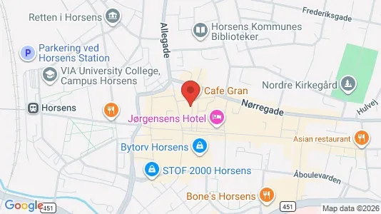 Boligudlejningsejendomme til salg i Horsens - kort over placeringen