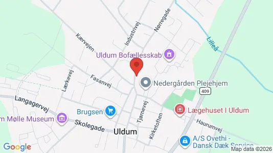 Boligudlejningsejendomme til salg i Uldum - kort over placeringen
