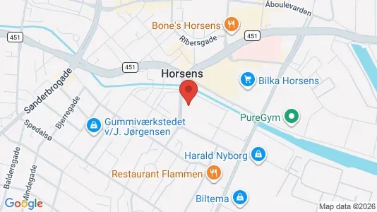 Kontorlokaler til leje i Horsens - kort over placeringen