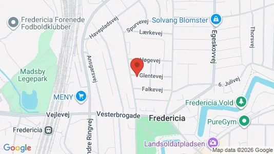 Boligudlejningsejendomme til salg i Fredericia - kort over placeringen