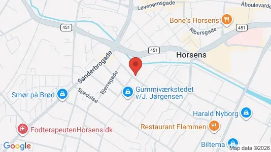 Boligudlejningsejendomme til salg i Horsens - kort over placeringen