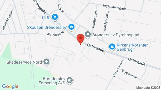 Lagerlokaler til salg i Brønderslev - kort over placeringen