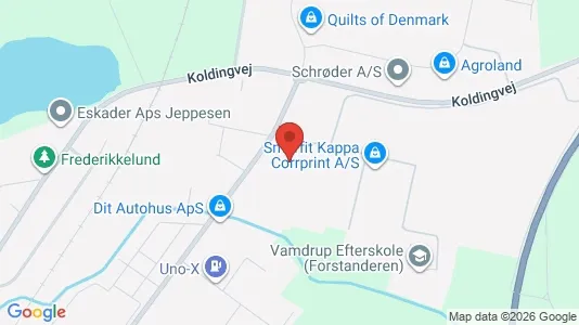 Lagerlokaler til leje i Vamdrup - kort over placeringen