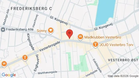 Erhvervslejemål til leje i Vesterbro - kort over placeringen