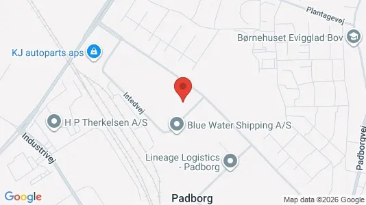 Lagerlokaler til salg i Padborg - kort over placeringen