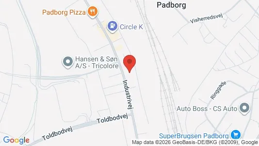 Erhvervslejemål til leje i Padborg - kort over placeringen