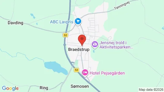 Boligudlejningsejendomme til salg i Brædstrup - kort over placeringen