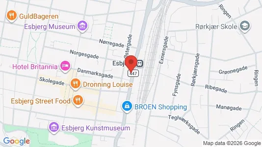 Erhvervslejemål til leje i Esbjerg Centrum - kort over placeringen