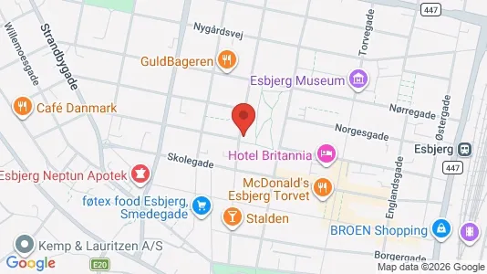 Erhvervslejemål til leje i Esbjerg Centrum - kort over placeringen