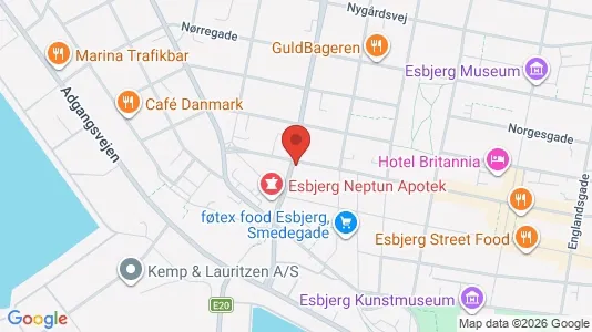 Erhvervslejemål til leje i Esbjerg Centrum - kort over placeringen