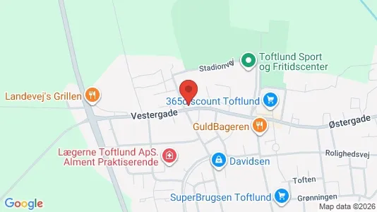 Erhvervslejemål til salg i Toftlund - kort over placeringen