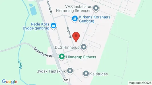 Kontorlokaler til leje i Hinnerup - kort over placeringen