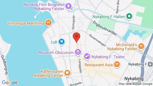 Kontorlokaler til leje i Nykøbing Falster - kort over placeringen