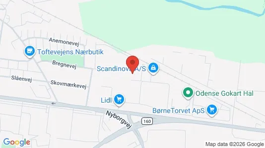 Lagerlokaler til salg i Odense SØ - kort over placeringen