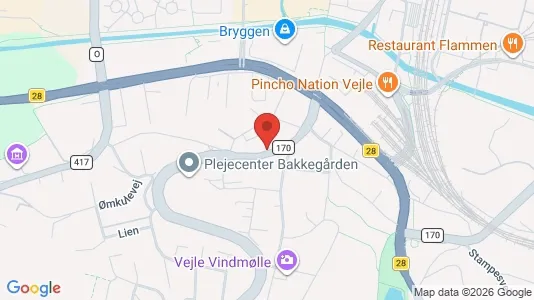 Erhvervslejemål til salg i Vejle Centrum - kort over placeringen