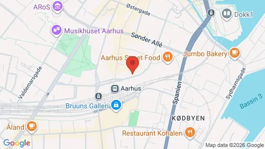 Erhvervslejemål til leje i Århus C - kort over placeringen