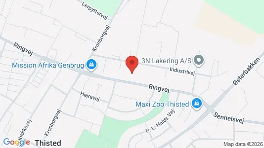 Lagerlokaler til leje i Thisted - kort over placeringen