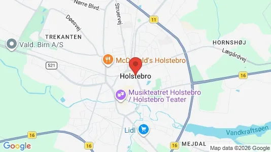 Restaurantlokaler til leje i Holstebro - kort over placeringen