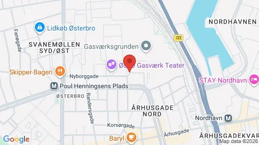 Erhvervslejemål til leje i Østerbro - kort over placeringen